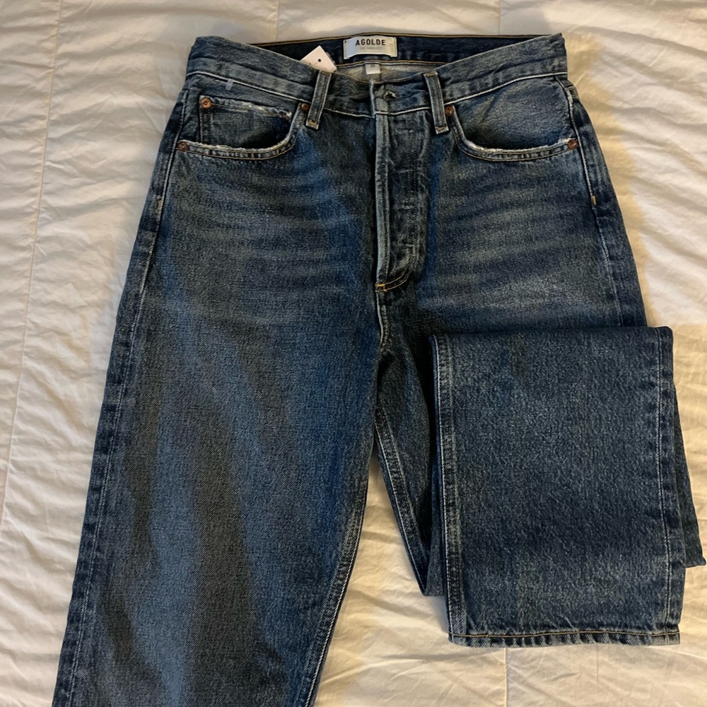 Agolde Blue Straight Jeans with Classic Indigo Wash